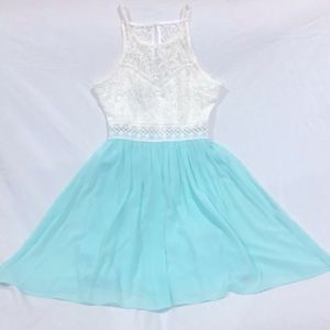 Mint Green and White Lace Dress